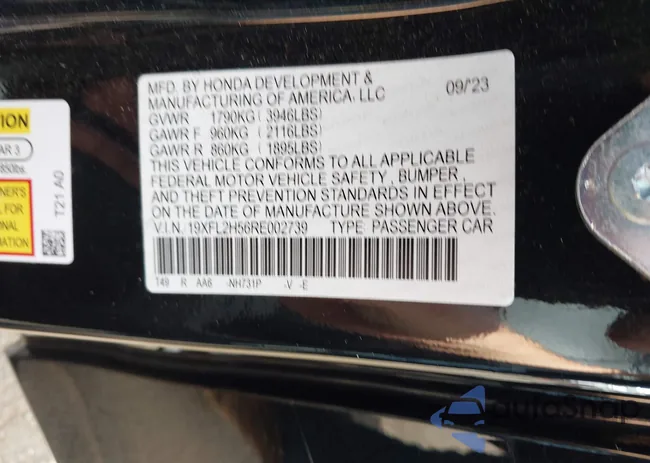 19XFL2H56RE002739: 41831845