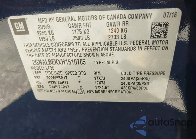 2GNALBEKXH1510705: 41832161