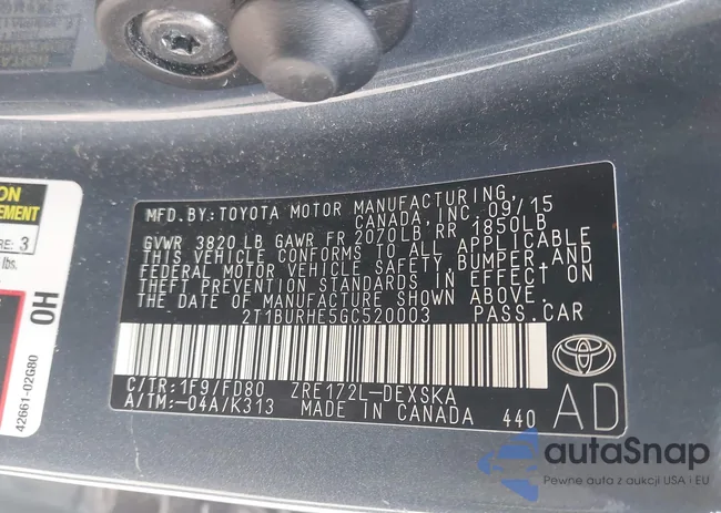 2T1BURHE5GC520003: 41834440