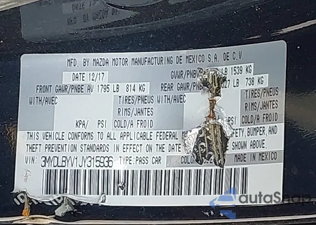 3MYDLBYV1JY315936: 41834462