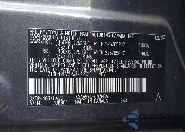 2T3P1RFV7RW442253: 41836085