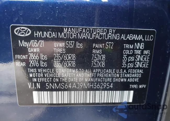 5NMS64AJ9MH362954: 41837607