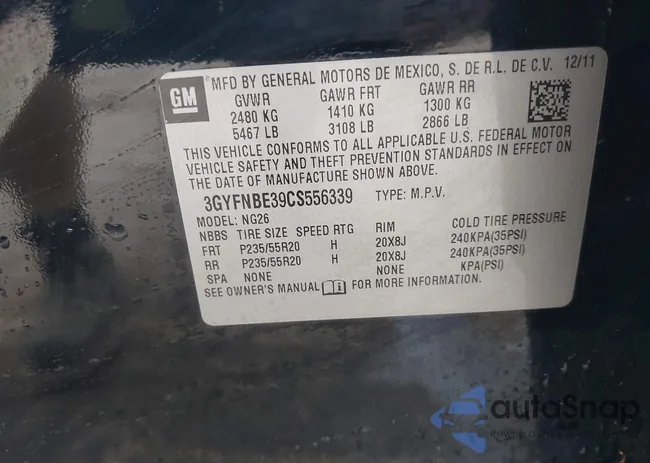 3GYFNBE39CS556339: 41838058