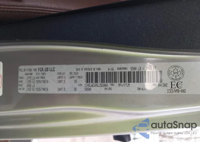 1C4BJWEG0GL262060: 41840719