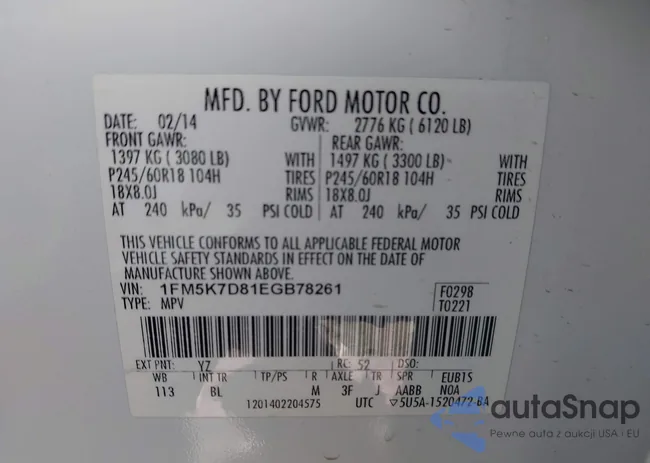 1FM5K7D81EGB78261: 41841312