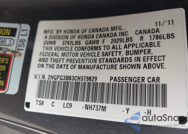 2HGFG3B83CH519829: 41847532