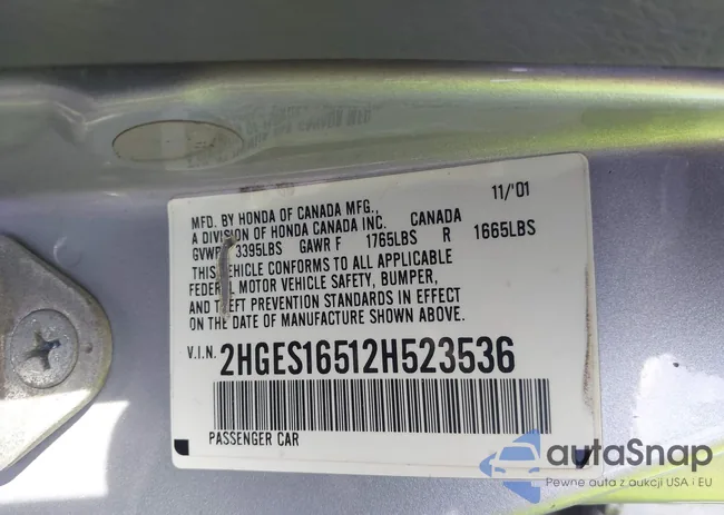 2HGES16512H523536: 41849820