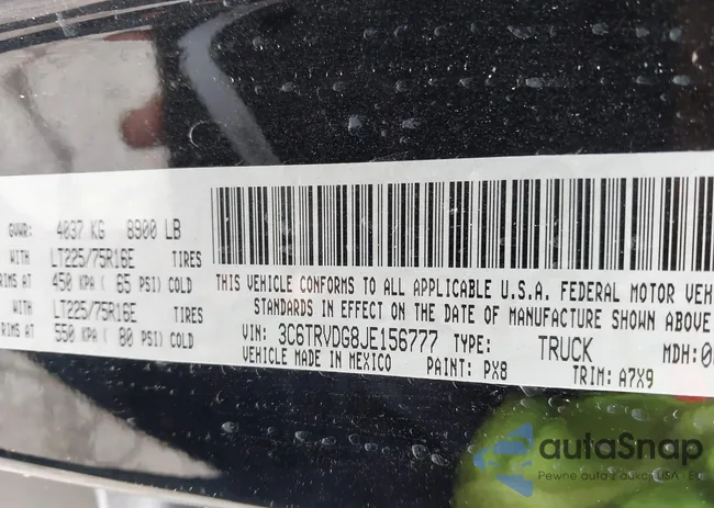 3C6TRVDG8JE156777: 41849002