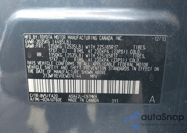 2T3WFREV0EW076144: 41851616