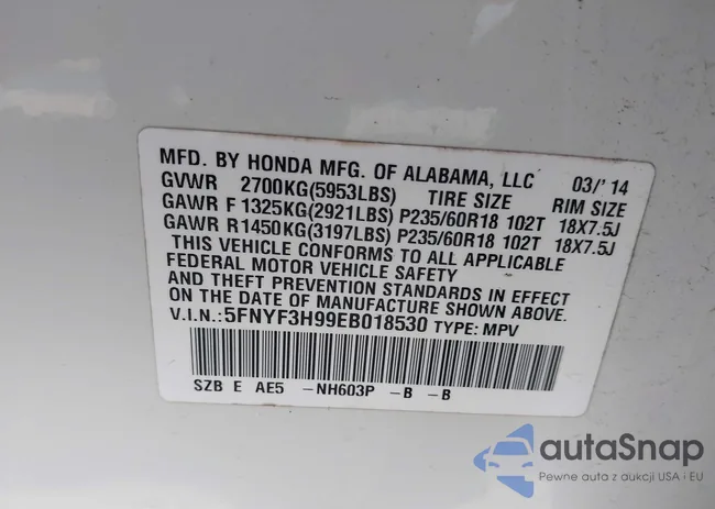 5FNYF3H99EB018530: 41850892