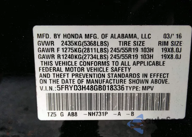 5FRYD3H48GB018336: 41850954