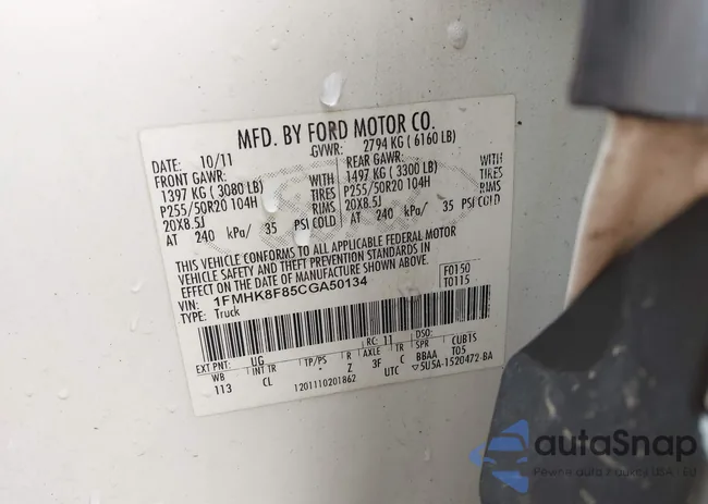 1FMHK8F85CGA50134: 41852439