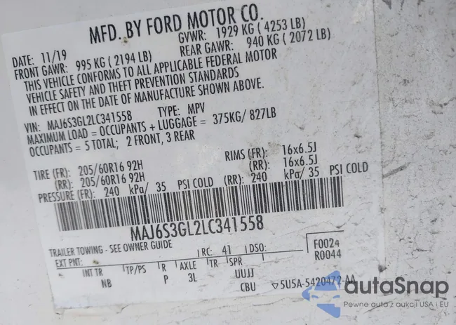 MAJ6S3GL2LC341558: 41853753