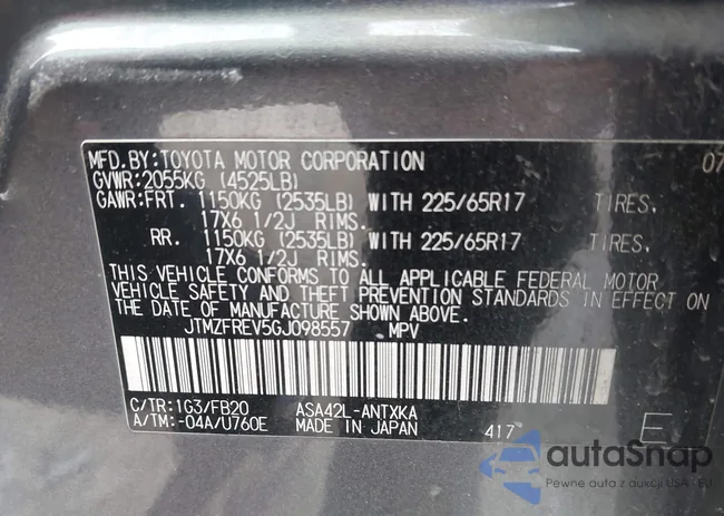 JTMZFREV5GJ098557: 41853782