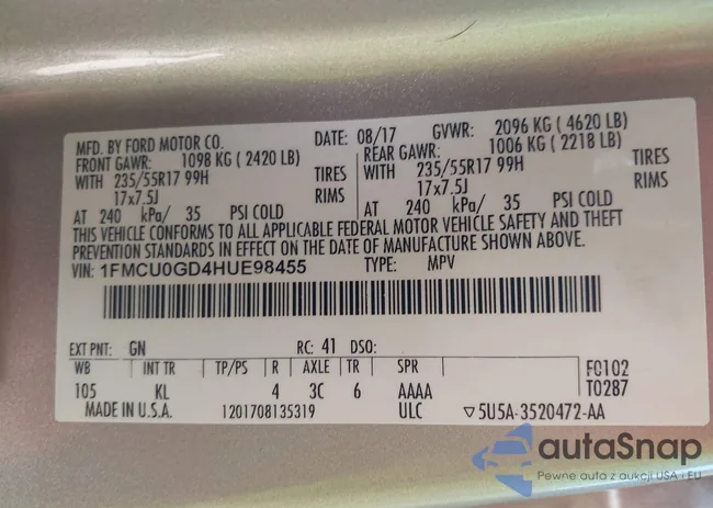 1FMCU0GD4HUE98455: 41855755