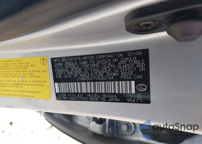 JTHBA30G755062184: 41856497