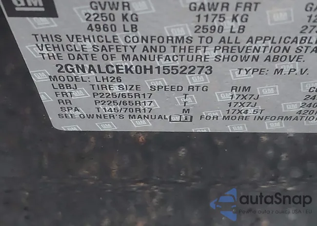 2GNALCEK0H1552273: 41857708