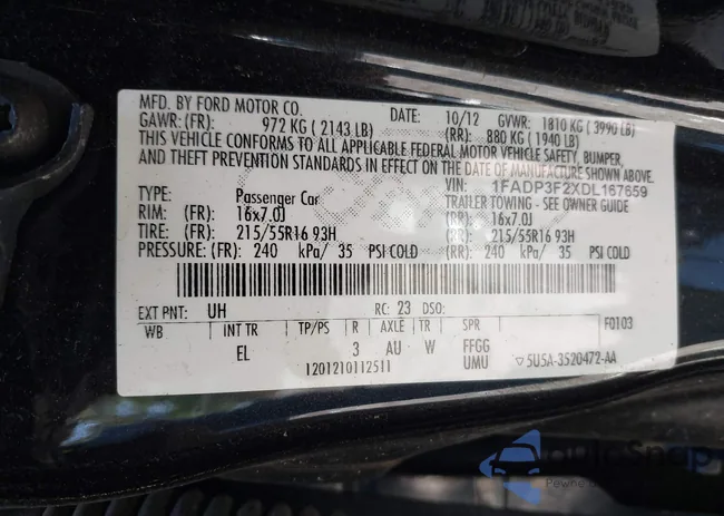 1FADP3F2XDL167659: 41857115