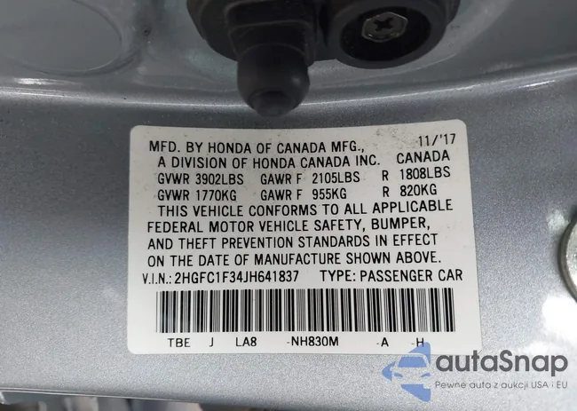 2HGFC1F34JH641837: 41858089