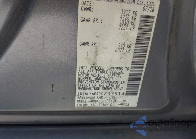 1N4AL3AP4JC293514: 41858935