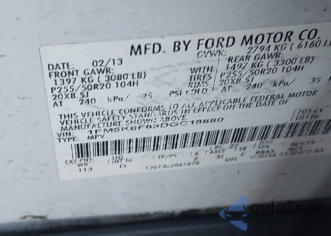 1FM5K8F89DGC18880: 41860559