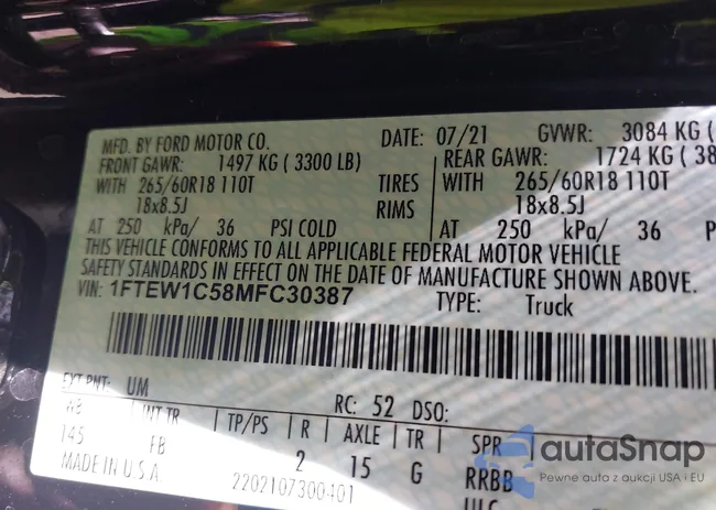 1FTEW1C58MFC30387: 41859827