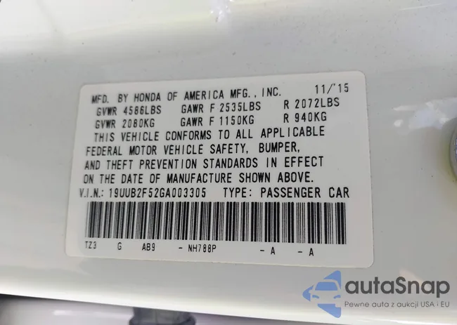 19UUB2F52GA003305: 41861442