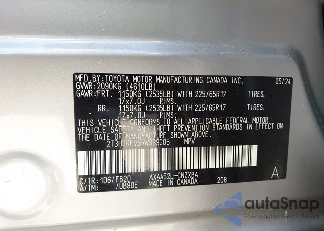 2T3H1RFV5RW339305: 41861601