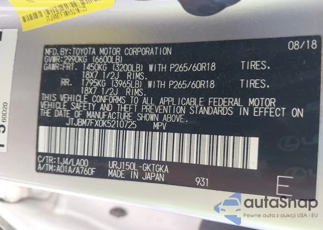 JTJBM7FX0K5210725: 41862293