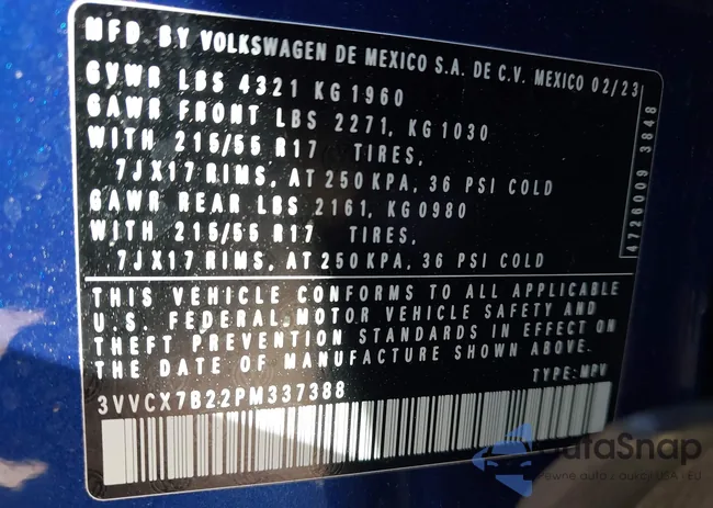 3VVCX7B22PM337388: 41862318