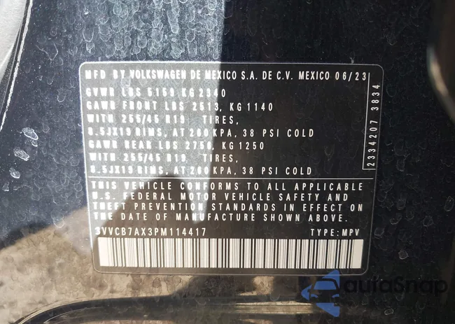 3VVCB7AX3PM114417: 41864139