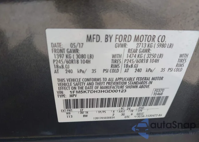 1FM5K7DH3HGD00123: 41865728