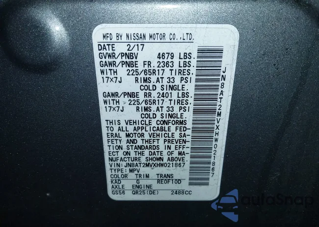 JN8AT2MVXHW021867: 41865752