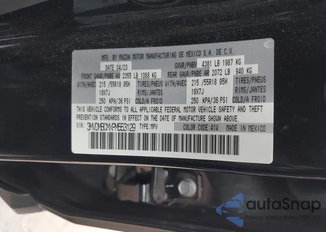 3MVDMBCMXPM553129: 41864876