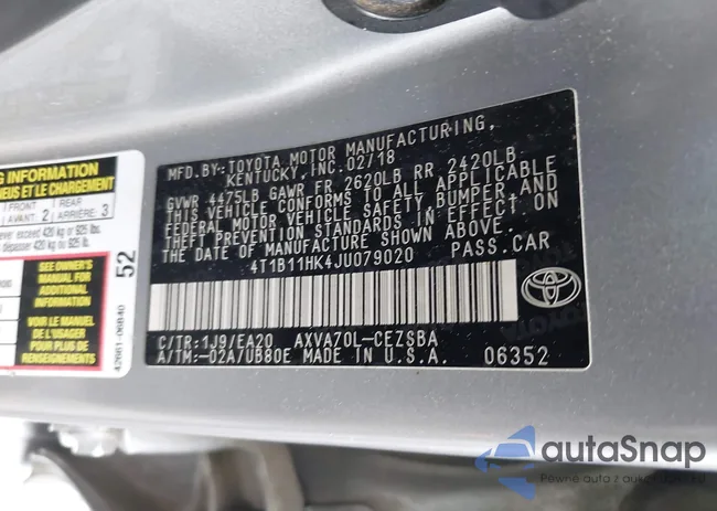 4T1B11HK4JU079020: 41864968