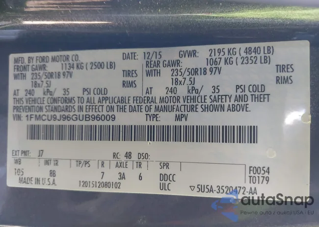 1FMCU9J96GUB96009: 41866127