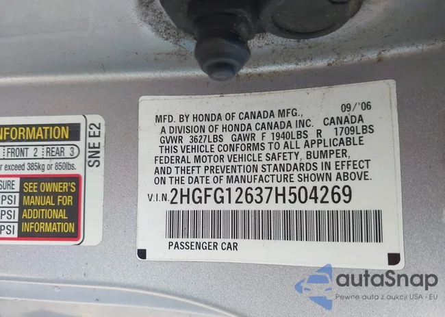 2HGFG12637H504269: 41867269