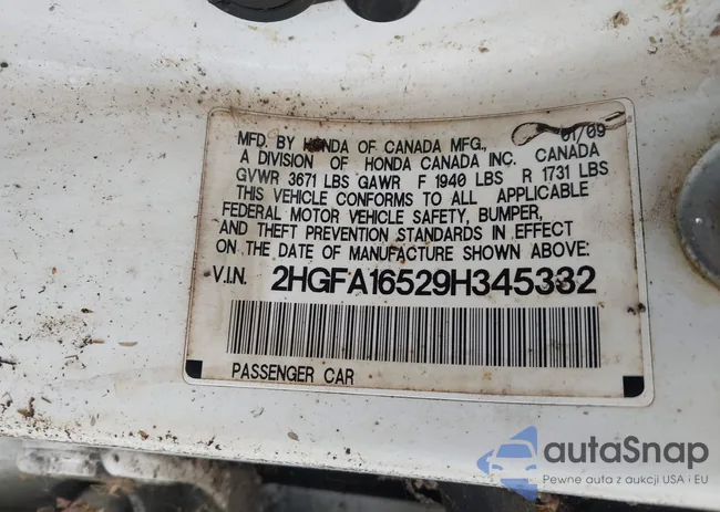 2HGFA16529H345332: 41867500