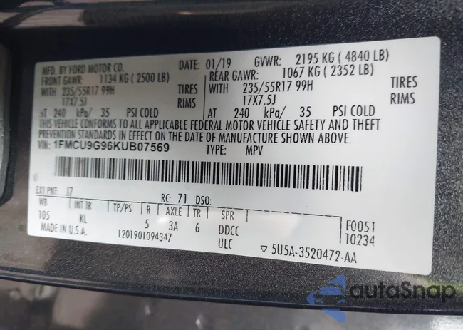 1FMCU9G96KUB07569: 41868482