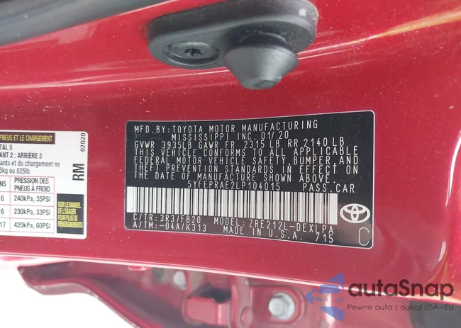 5YFEPRAE2LP104015: 41869392