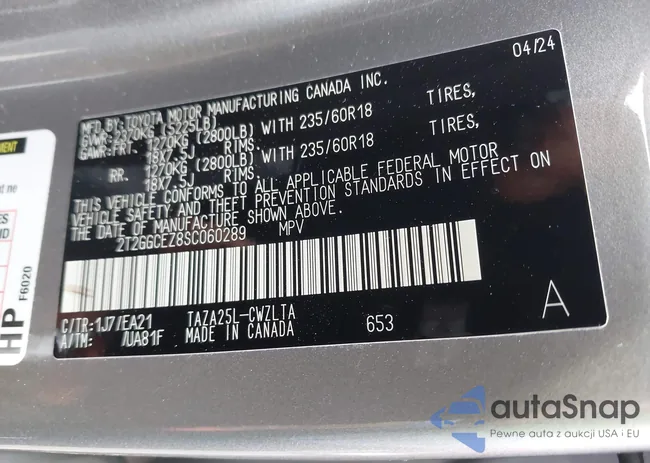 2T2GGCEZ8SC060289: 41869715