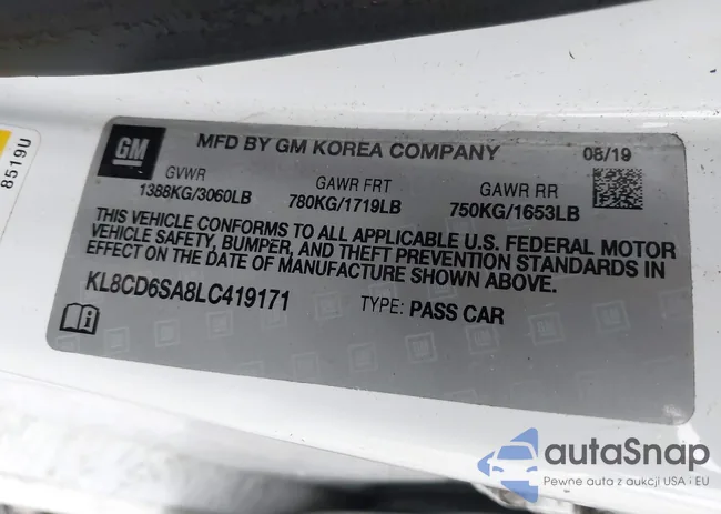 KL8CD6SA8LC419171: 41869132