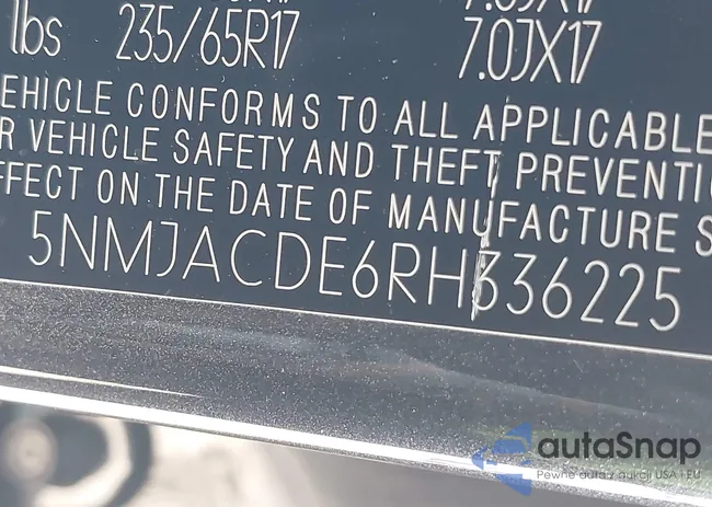 5NMJACDE6RH336225: 41869167