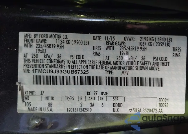 1FMCU9J93GUB67325: 41869830