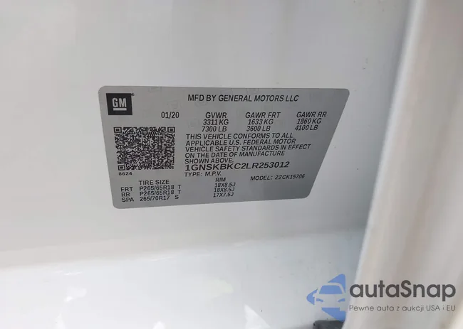 1GNSKBKC2LR253012: 41870002