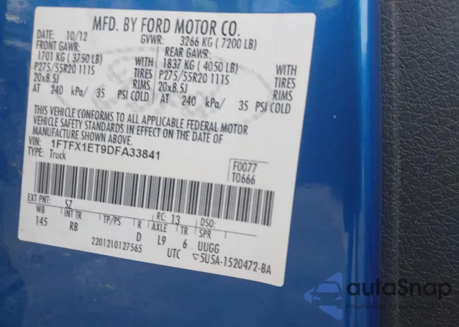 1FTFX1ET9DFA33841: 41870005