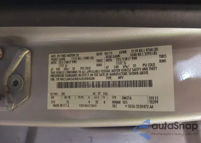 1FMCU9GX8DUD56926: 41871248