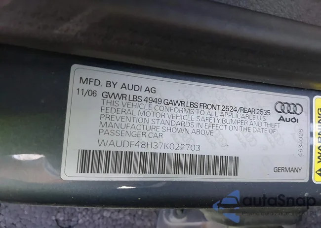 WAUDF48H37K022703: 41871461