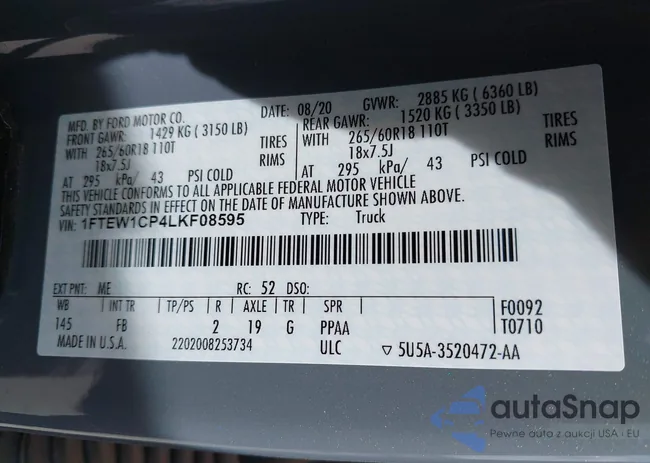 1FTEW1CP4LKF08595: 41870911