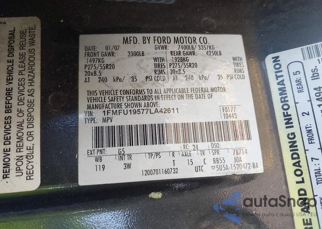 1FMFU19577LA42611: 41871104